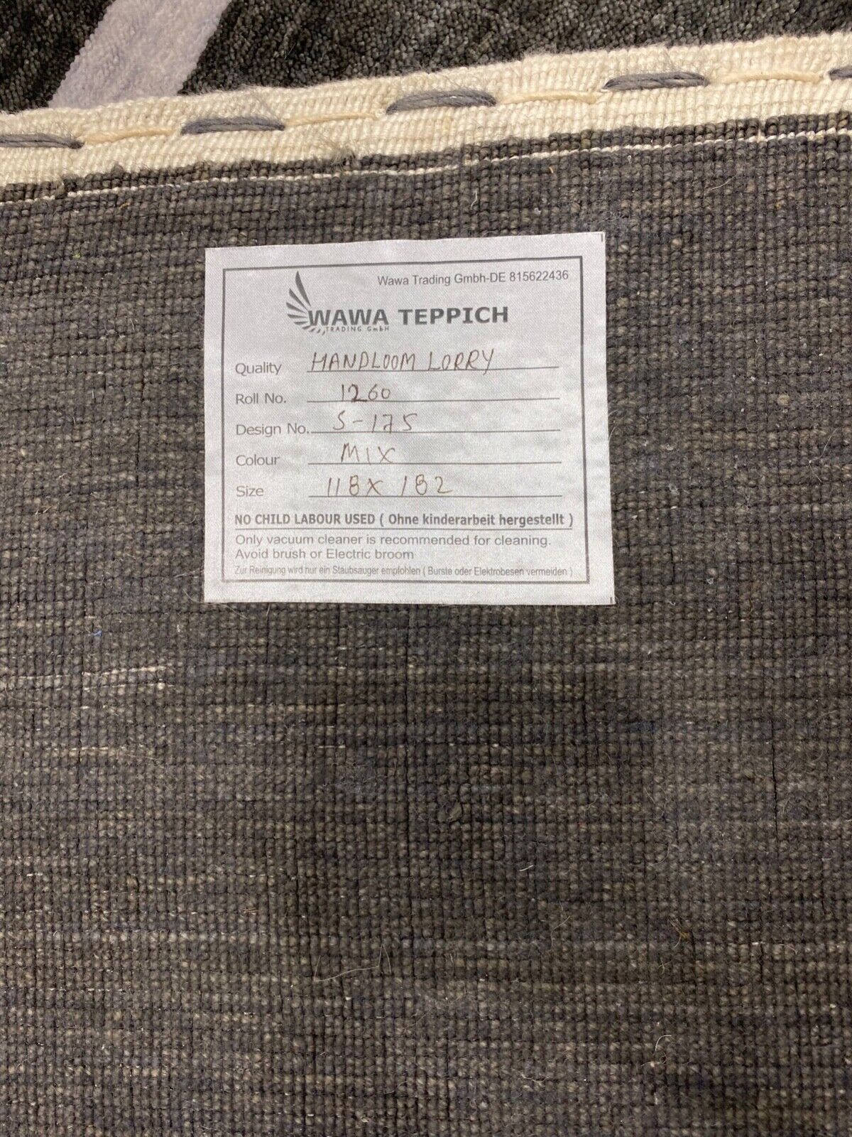 Teppich Braun Grau Schwarz 100% Wolle Gabbeh lori Handgewebt 120x180 cm S175