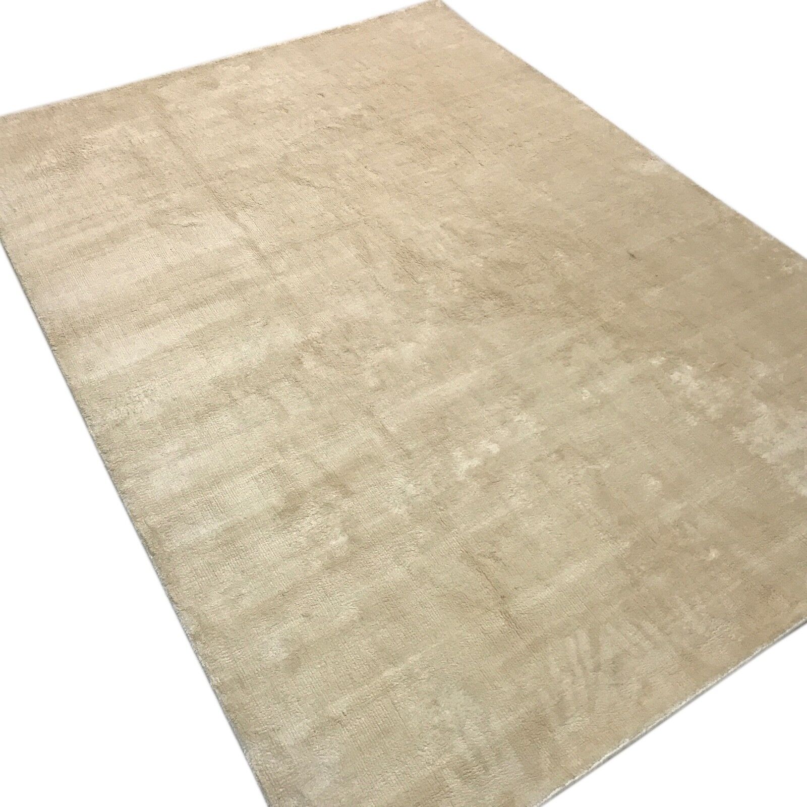Tappeto orientale 170x240 cm Tappeto beige Tessuto a mano Viscosa Fatto a mano Tinta unita