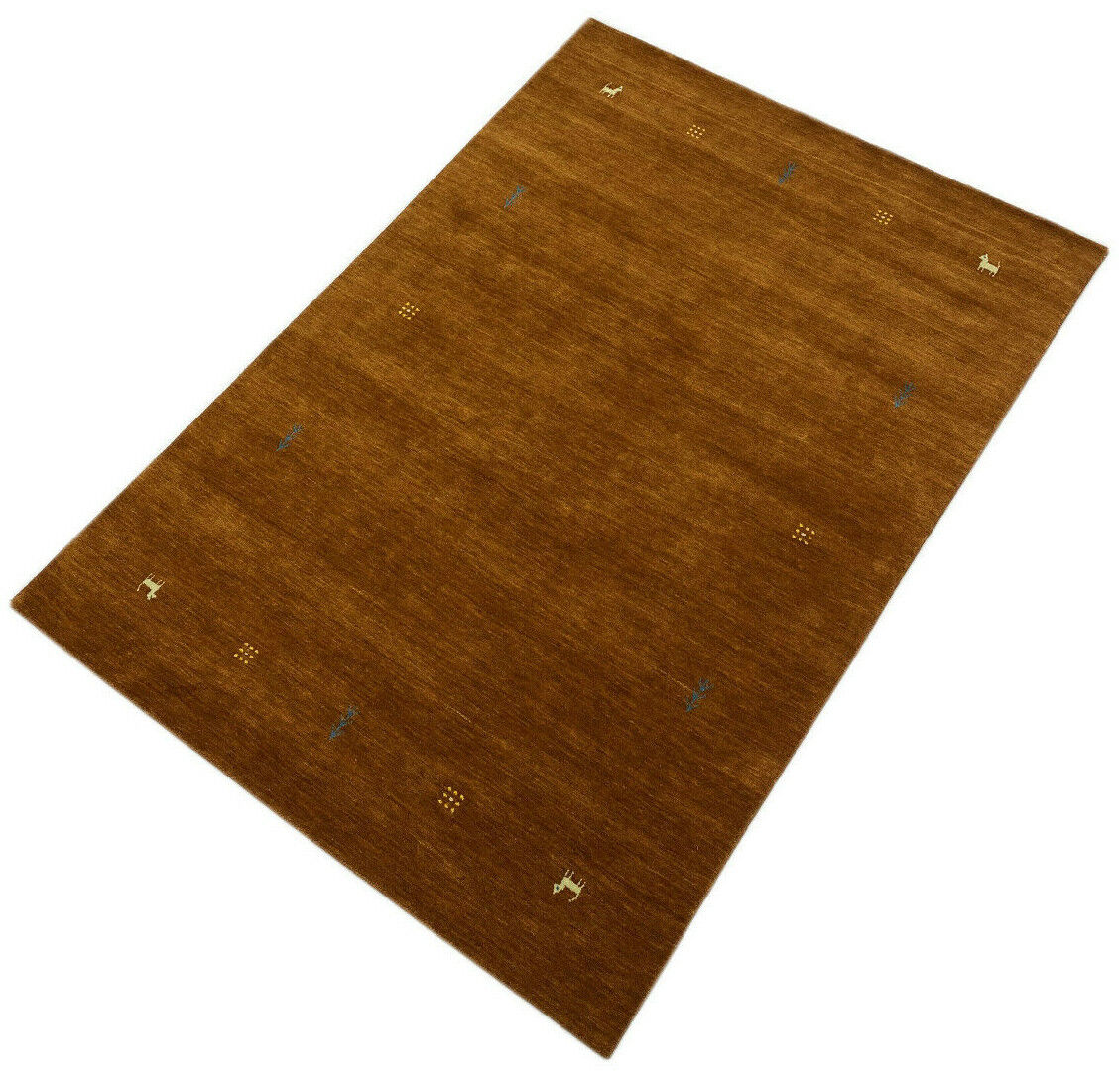 Braun Gabbeh Teppich 100% Wolle Handgefertigt Orientteppich 166X240 CM WR11
