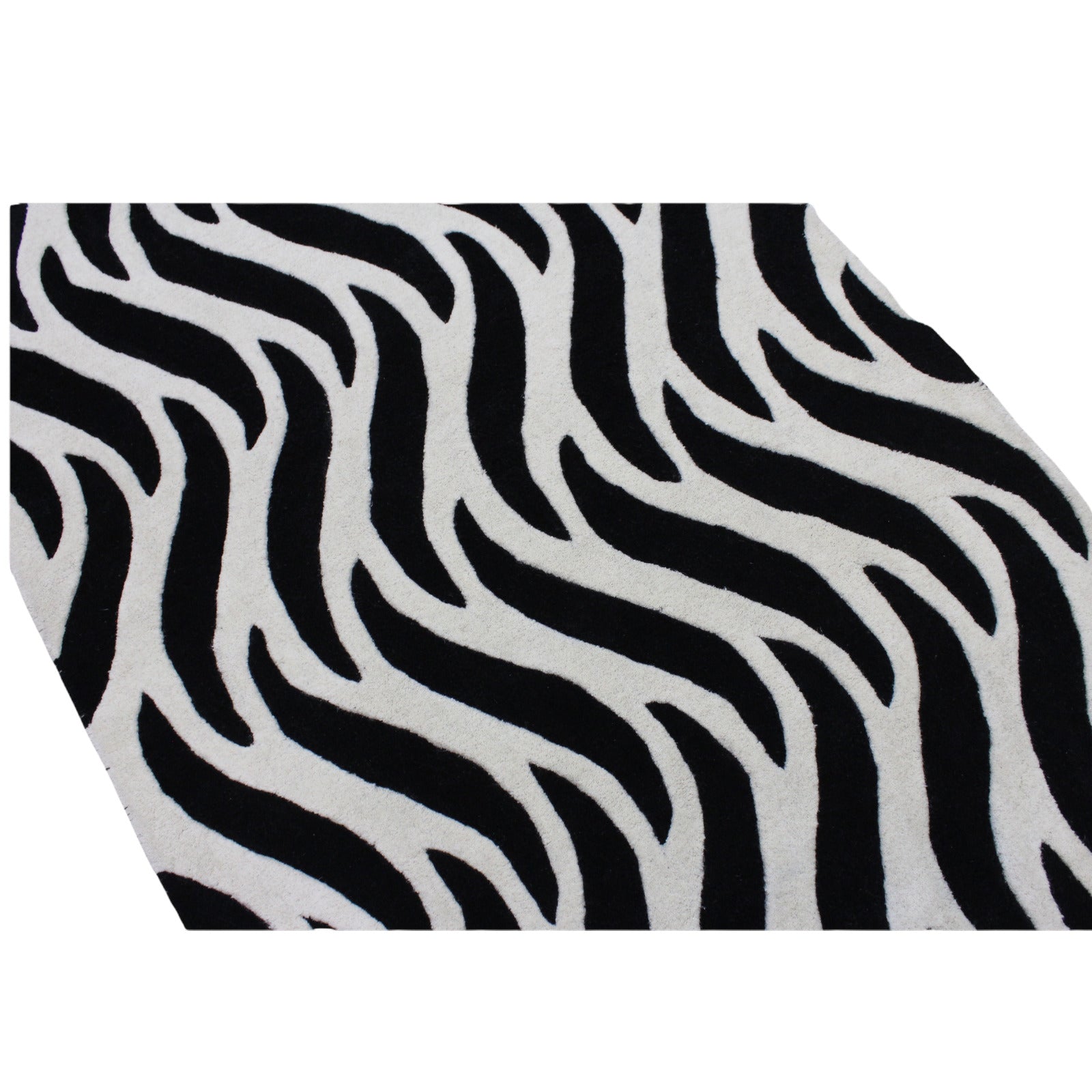 Alfombra 100% lana beige y negra, 120 x 180 cm, hecha a mano, con mechones a mano ME3