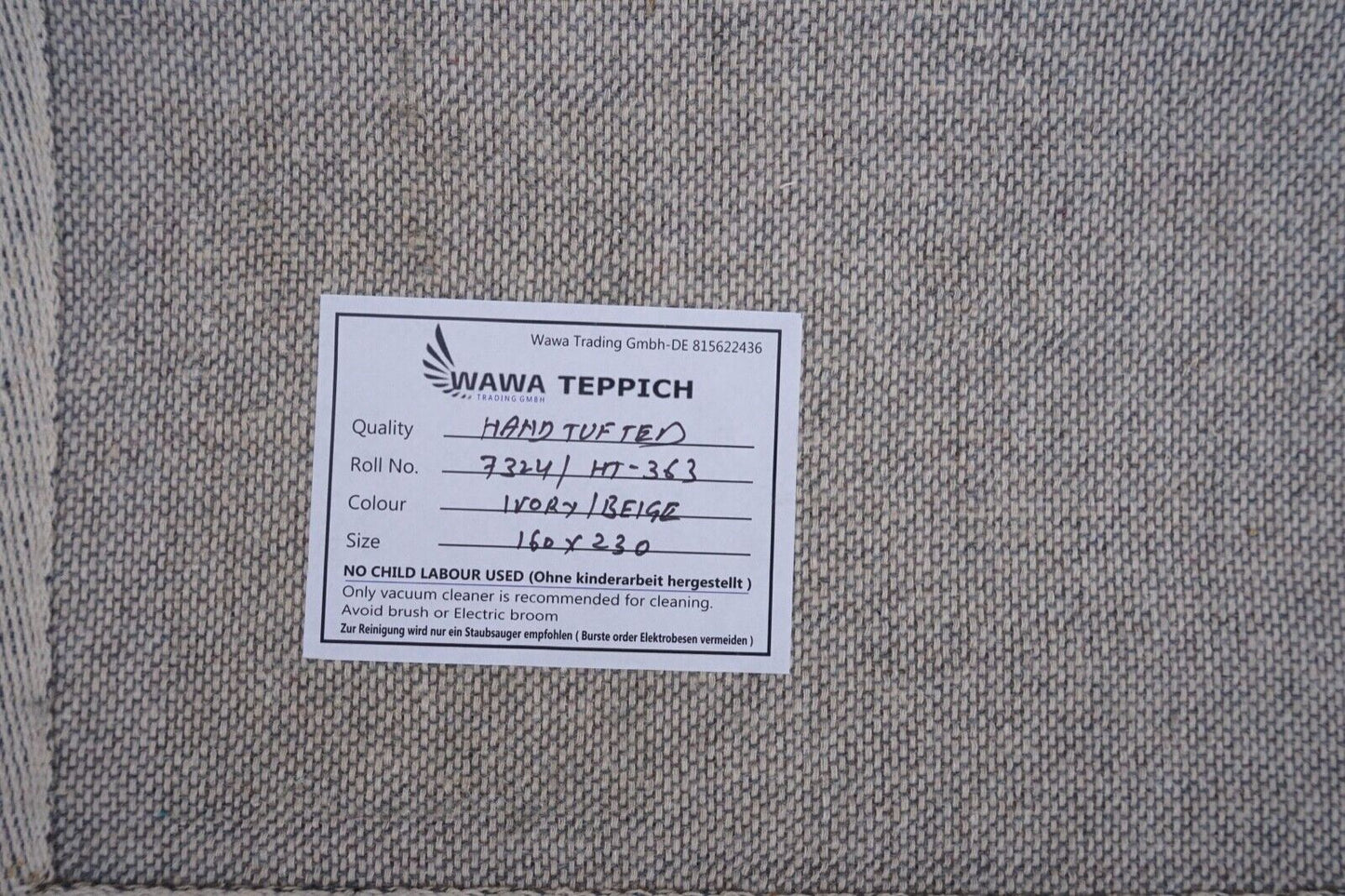 Teppich 100% Wolle Biege Grau Braun 160X230 cm Orientteppich Handgetuftet HT363
