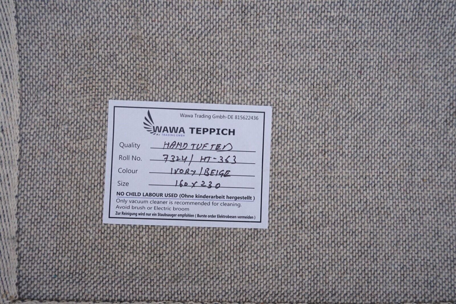 Teppich 100% Wolle Biege Grau Braun 160X230 cm Orientteppich Handgetuftet HT363