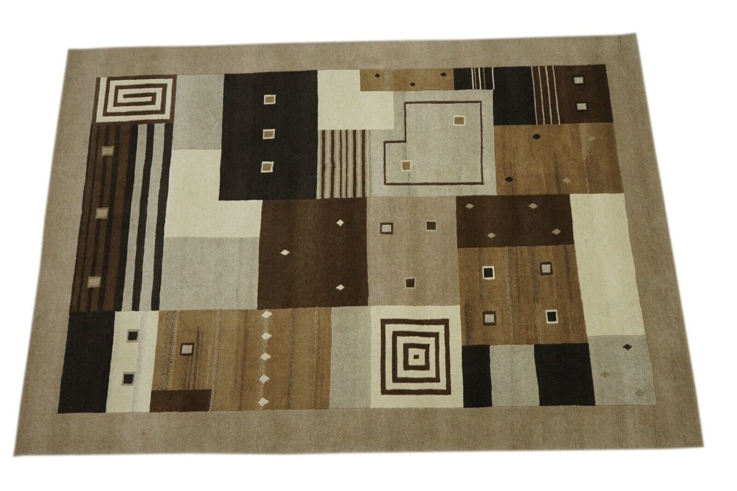 Braun Beige Nepal Teppich Handgeknüpft 100% Wolle Orientteppich 200X300 cm N774