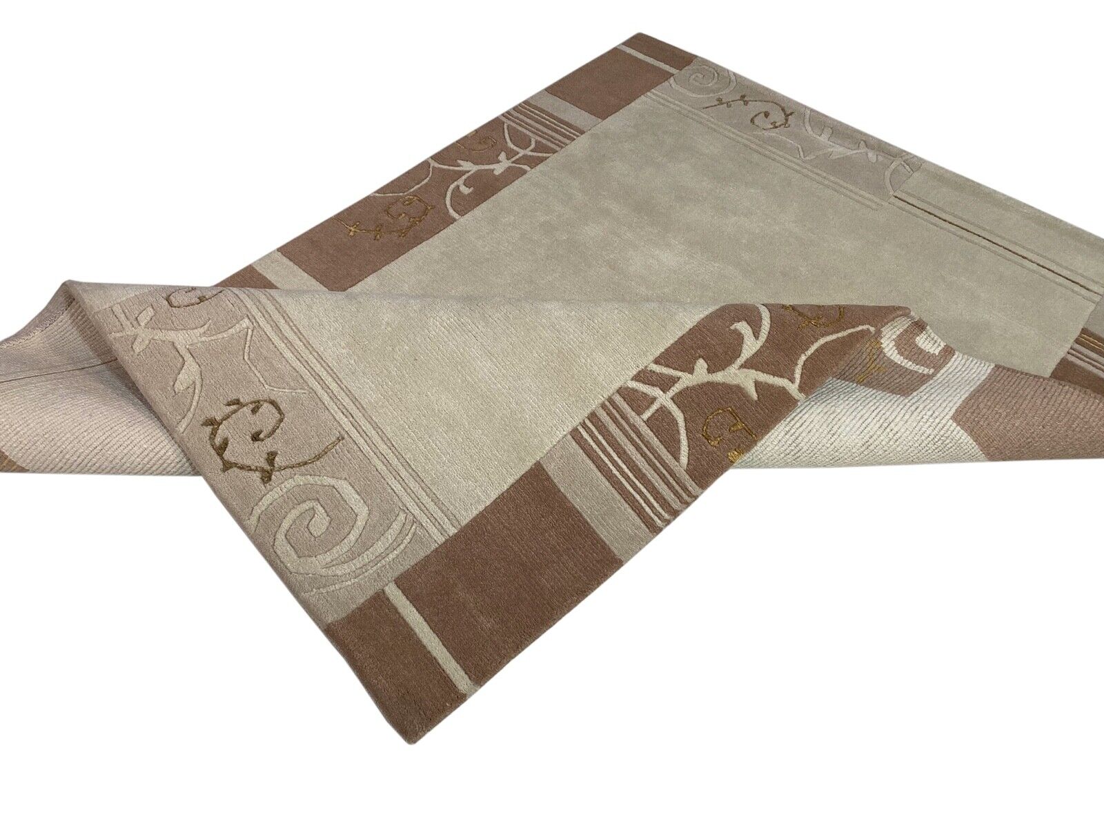 Indo Nepal Teppich Handgeknüpft Beige Braun 170X240 cm Wolle Orientteppich