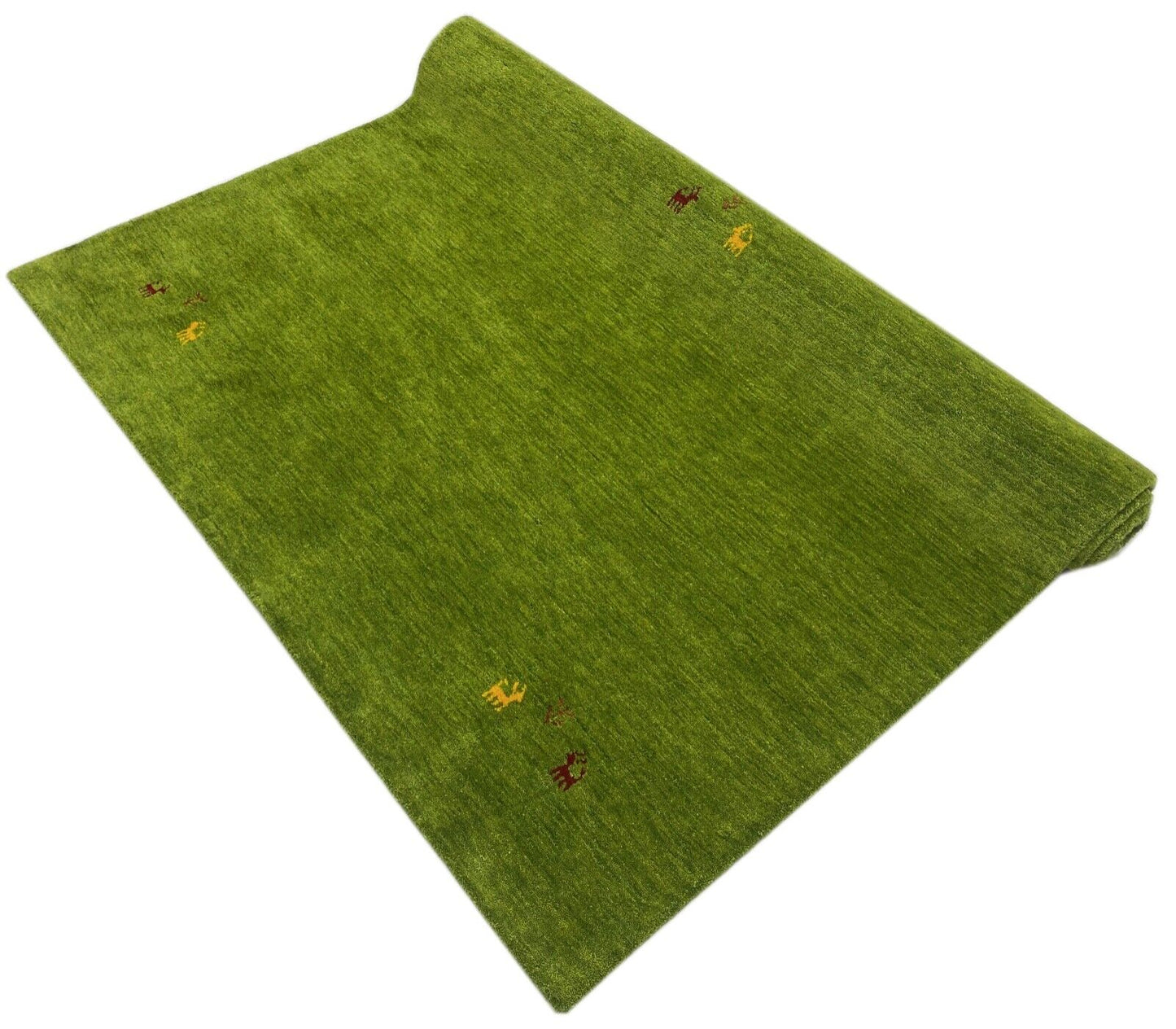 Grün Wohnzimmer Gabbeh Teppich 100% Wolle 170x240 cm Handgewebt WR81