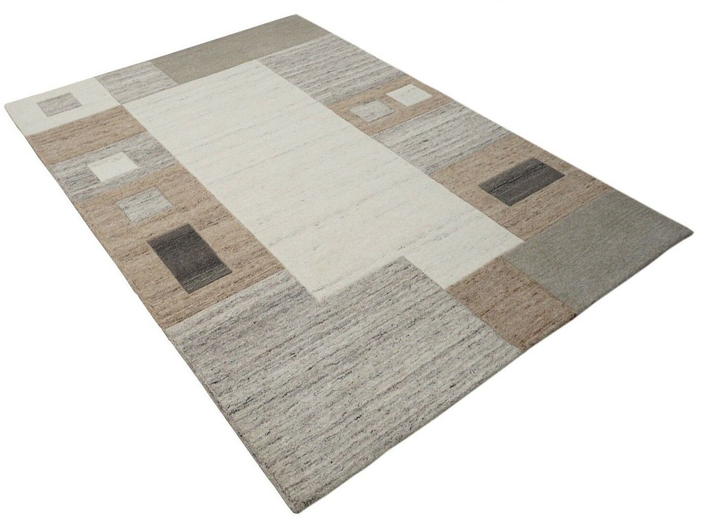Teppich 100% Wolle Braun Beige 160X230 cm Orientteppich Handgetuftet HT201U