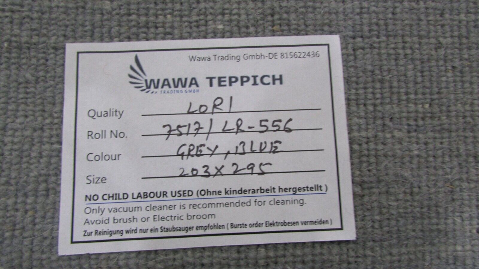 Tappeto Gabbeh Grigio Azzurro 100% Lana 200x300 cm Tessuto a Mano Orientale Lr553