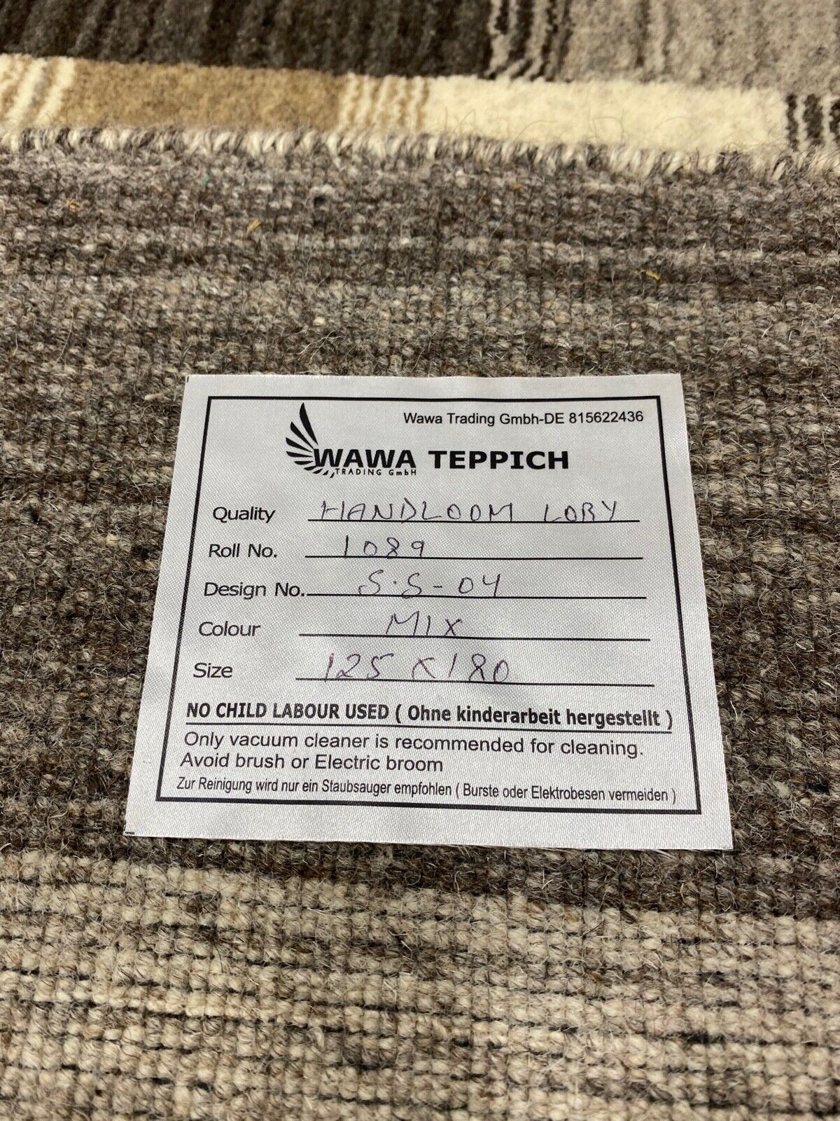 Gabbeh Teppich 100% Wolle Grau Braun Beige loom lori Handgewebt 125x180 cm S4