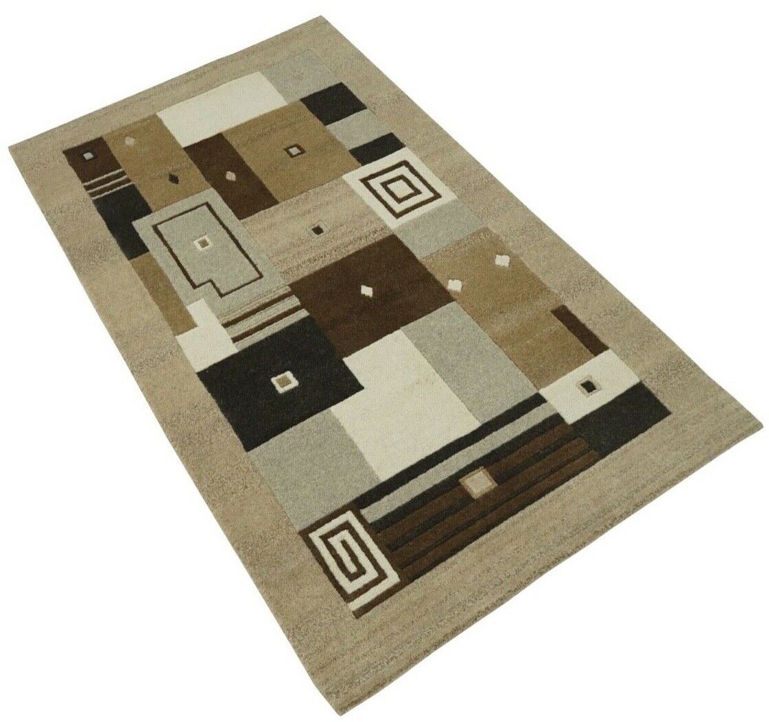 Nepal Teppich 100% Wolle Handgeknüpft Beige Braun 97X166 cm Orientteppich N776