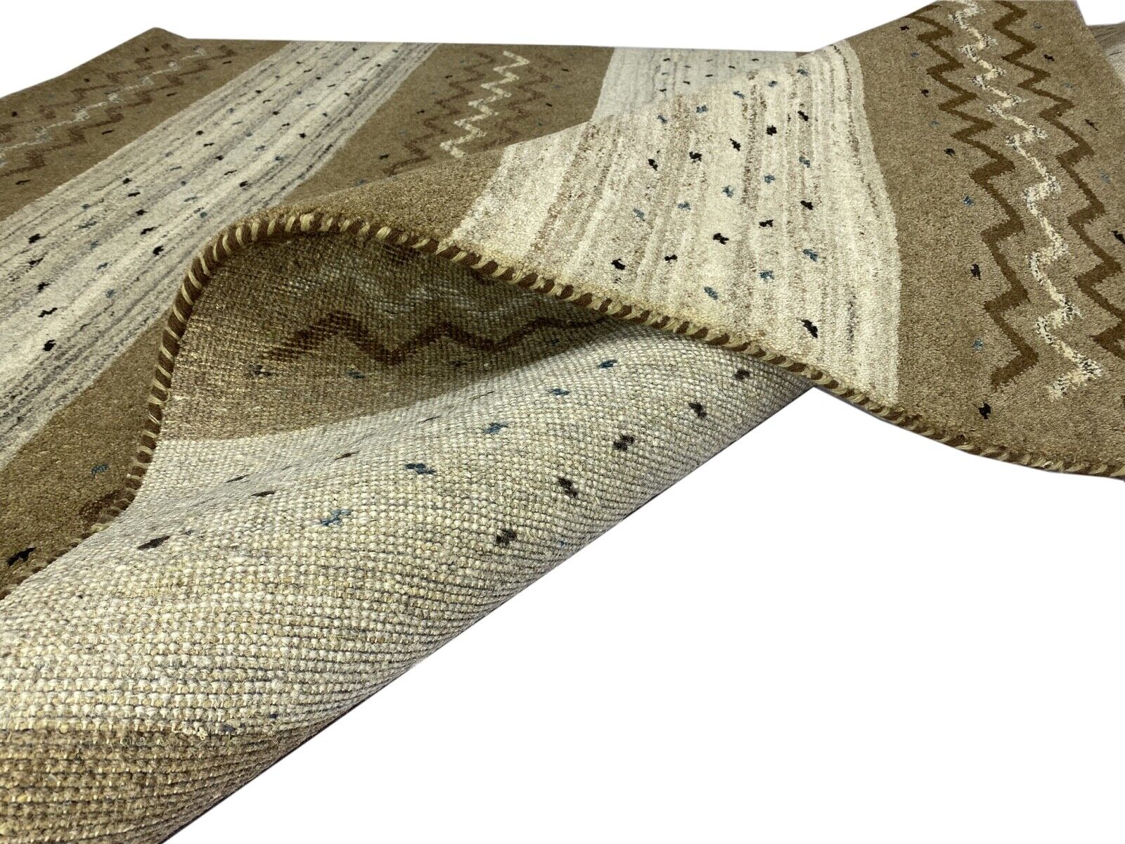 Gabbeh Teppich 100% Wolle Beige Braun Elfenbein Handgeknüpft 174X238 cm WR52