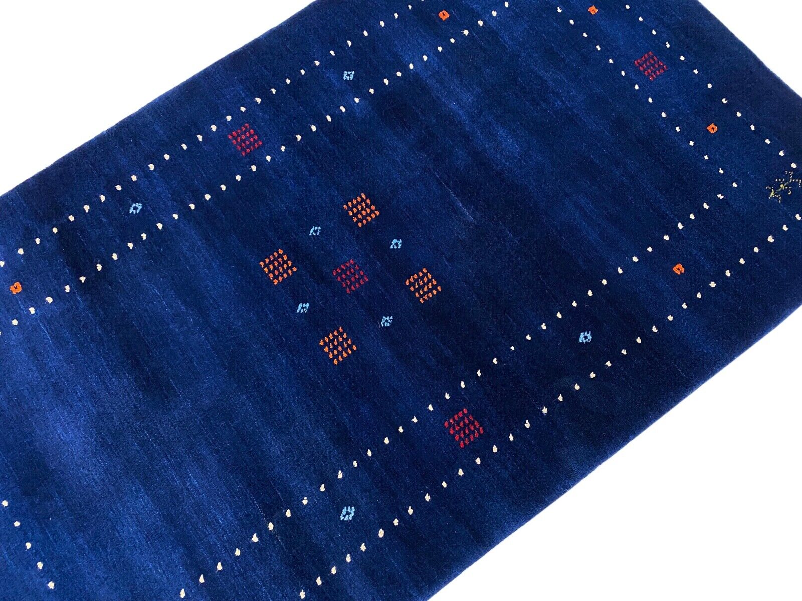 Gabbeh Rug Blue 100% Wool 80x150 cm Handwoven Oriental Rug Lori WR60