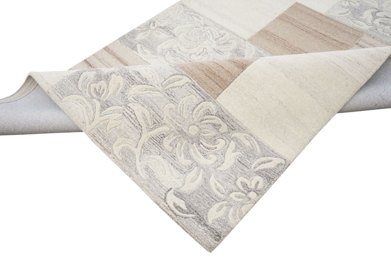 Teppich 100% Wolle Beige Braun 160X230 cm Orientteppich Handgetuftet HT391