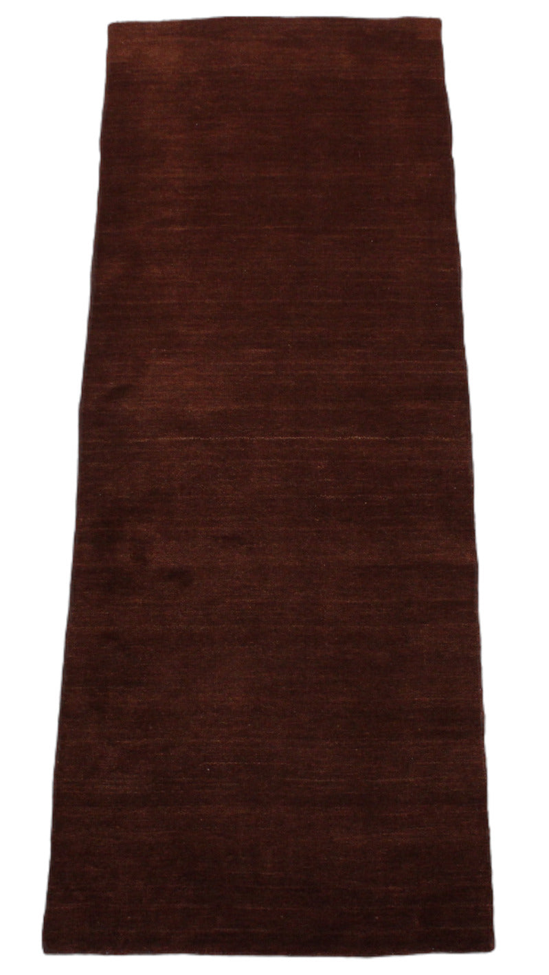 Braun Brücke 100% Wolle 75X200 cm Handgewebter Teppich Orientteppich C10