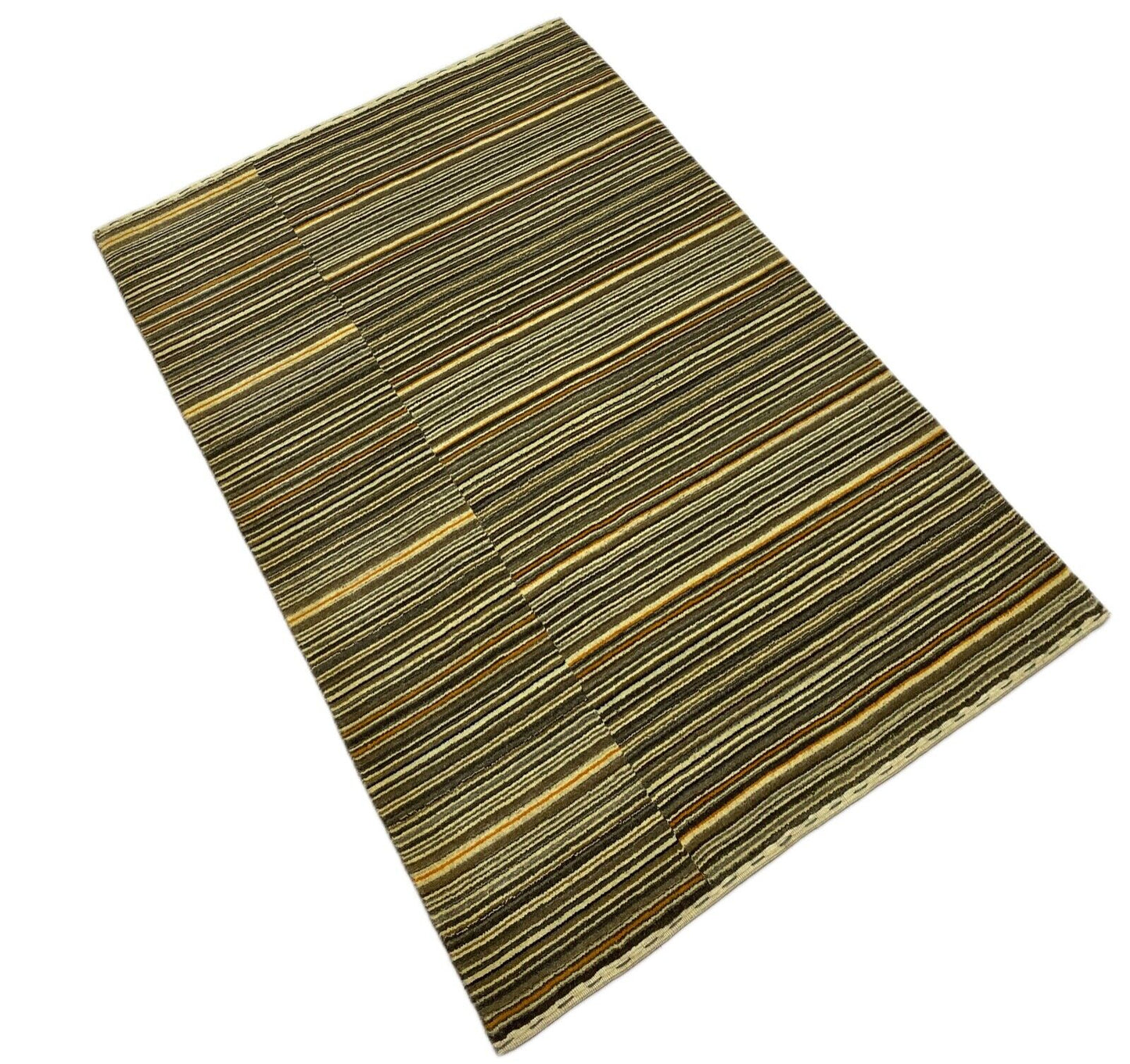 Teppich 100% Wolle Gabbeh Beige Braun Grau  loom lori Handgewebt 128x186 cm S89
