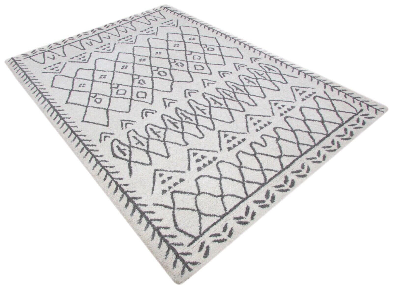 Wohnzimmer marokko Design Handgetuftet Teppich 100% Wolle Béžová Šedá 160X230 cm