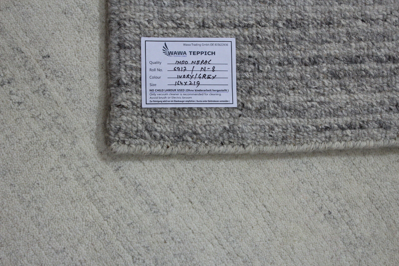 Nepal Teppich Handgeknüpft Grau Beige 100% Wolle Orientteppich 164x219 cm N8