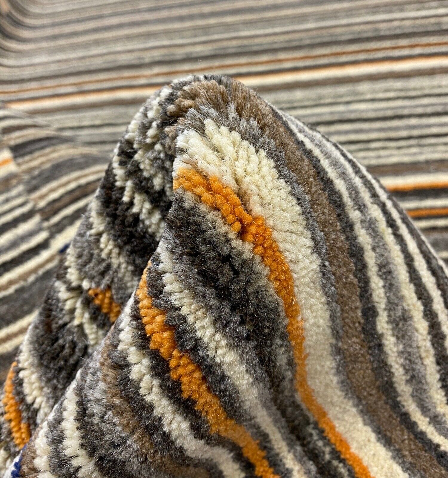 Teppich 100% Wolle Gabbeh Beige Braun Grau  loom lori Handgewebt 128x186 cm S89