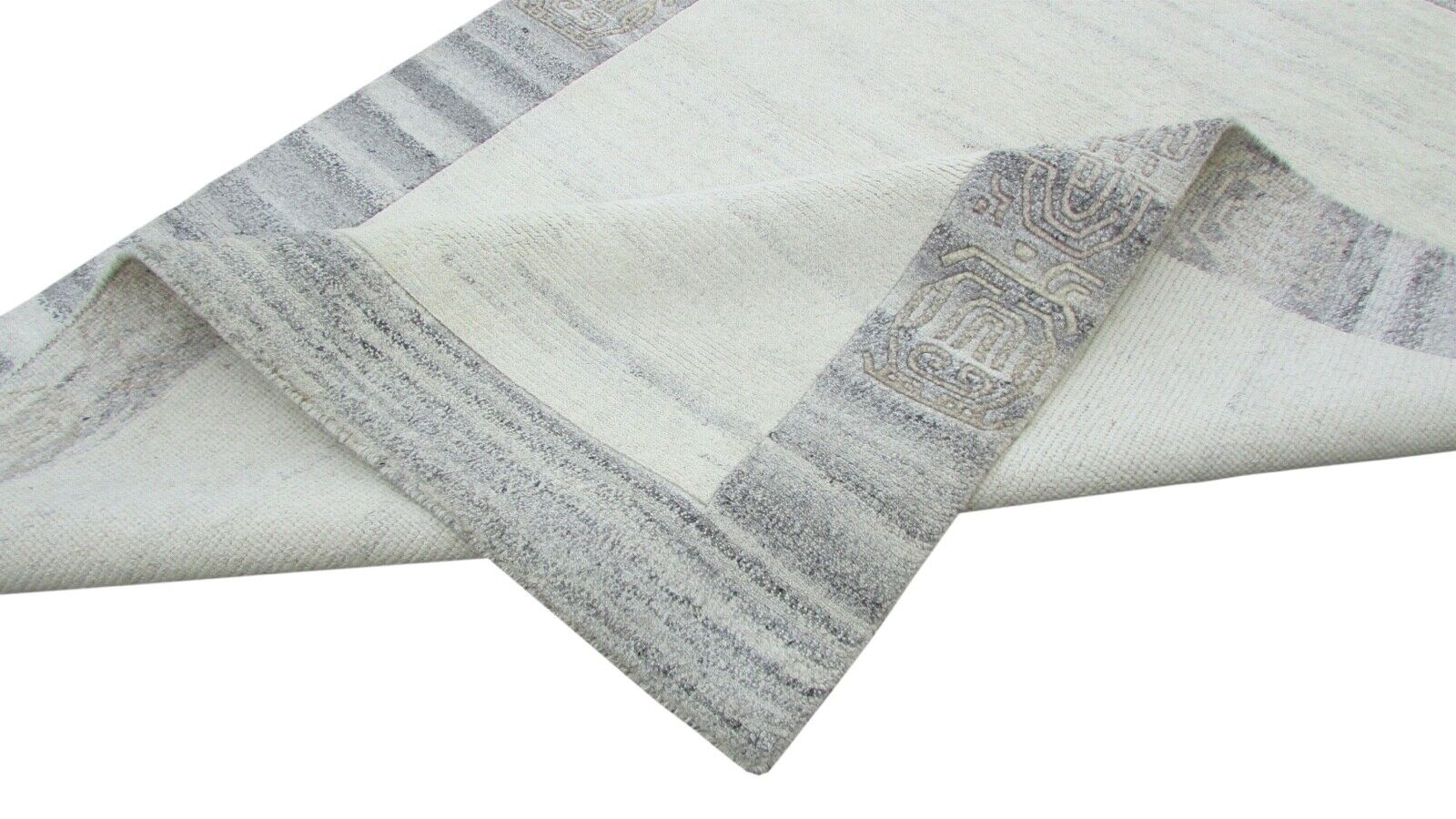 Nepal Teppich Handgeknüpft Beige Braun 100% Wolle Orientteppich 161x226 cm N-28