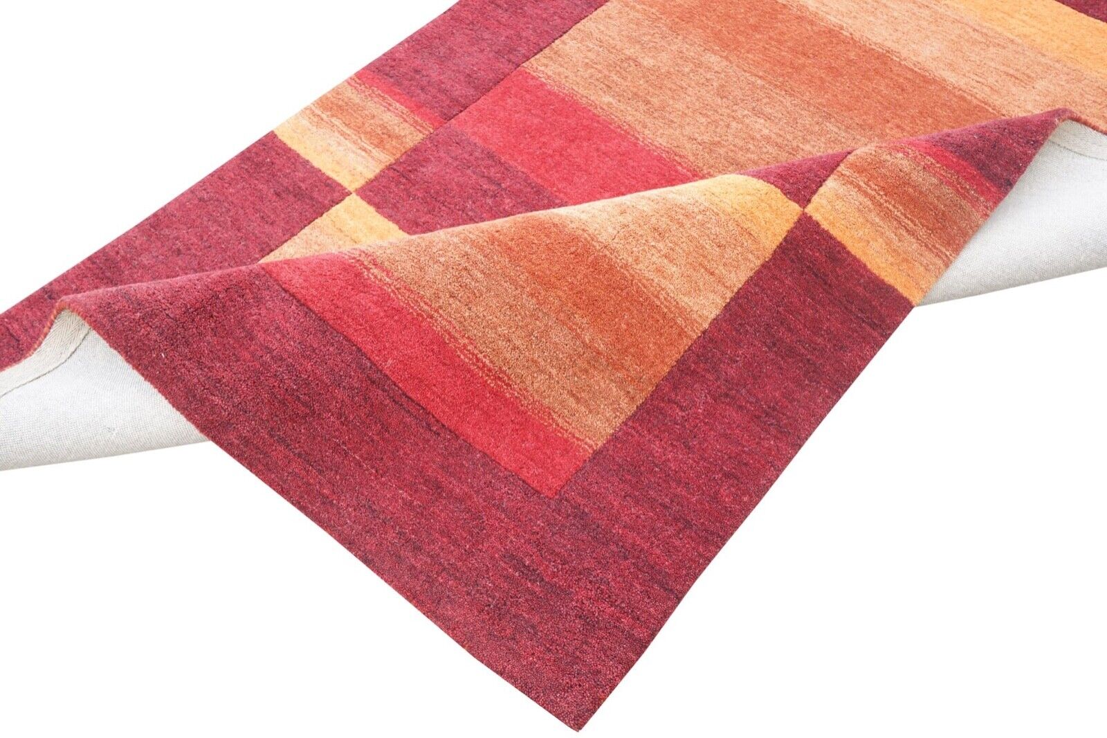 Rot Gold Beige 140X200 cm Teppich 100% Wolle Orientteppich Handgetuftet HT615