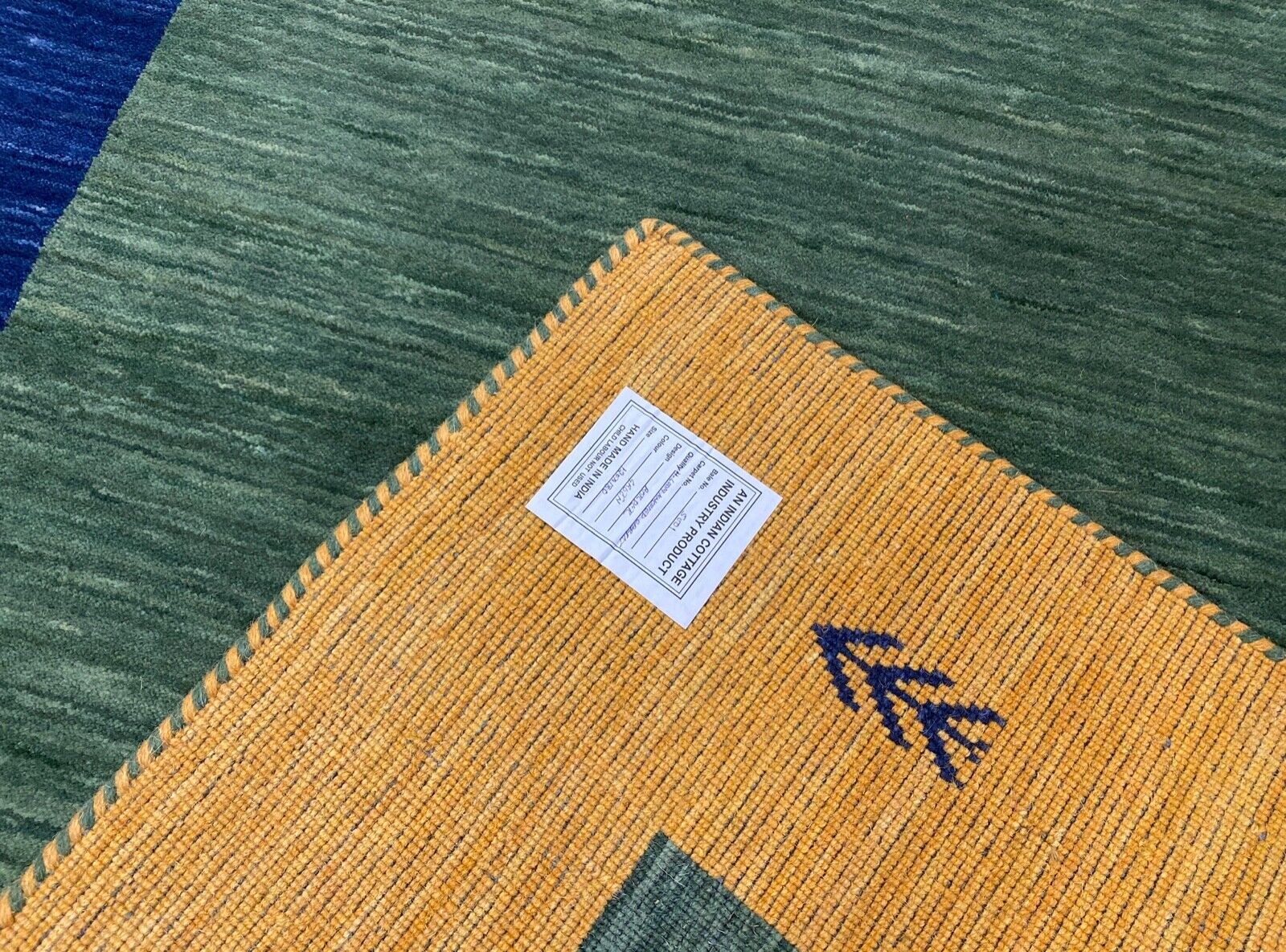 Gabbeh Grün Teppich 120x180 cm Handgewebt 100% Wolle Lori Buff Debbich Handloom