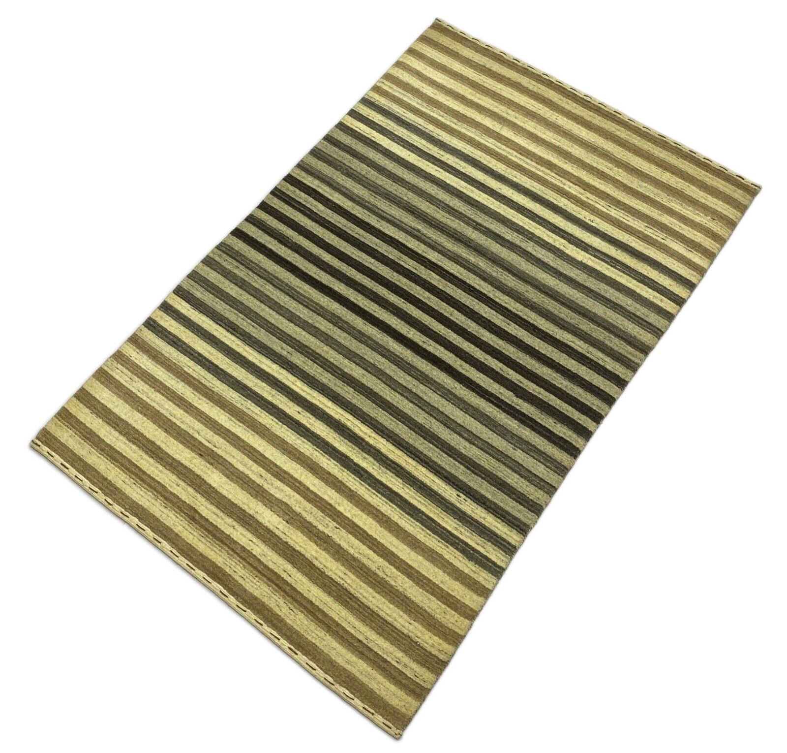 Teppich Beige Braun Grau 100% Wolle Gabbeh lori Handgewebt 122x186 cm S71