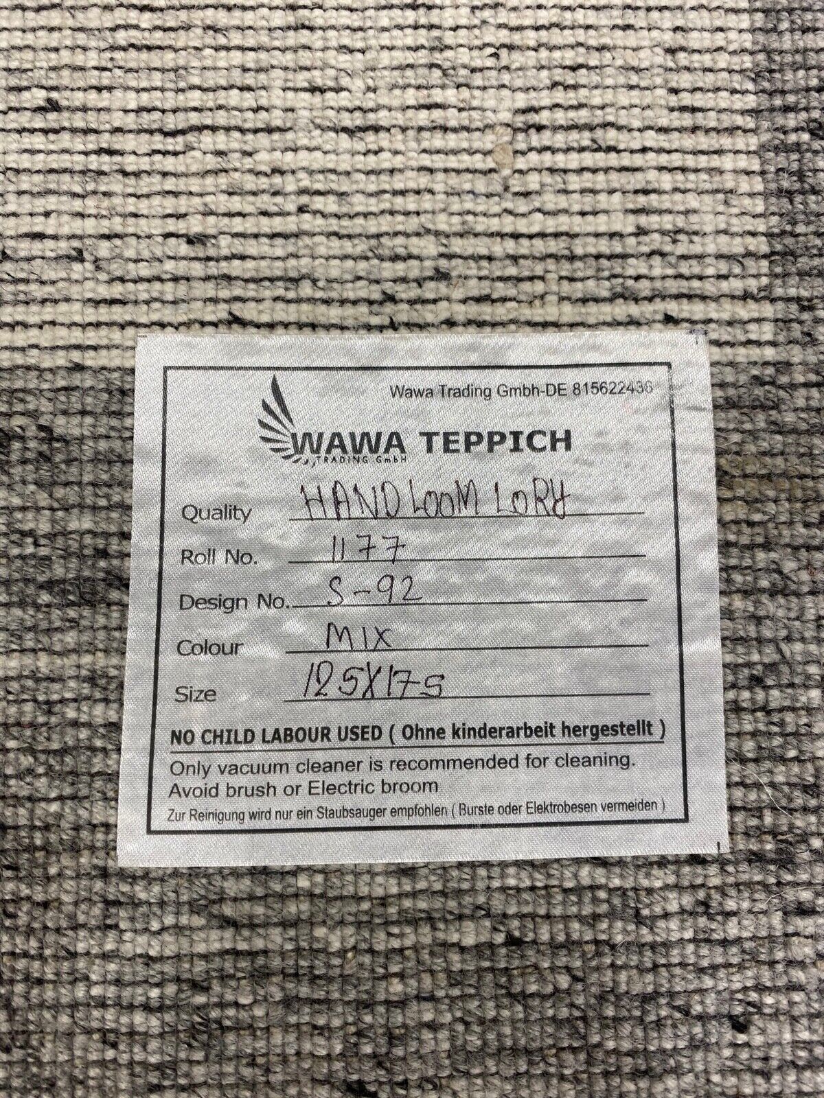 Teppich 100% Wolle Grau Silber Gabbeh lori Handgewebt 125x175 cm dp Garn S92