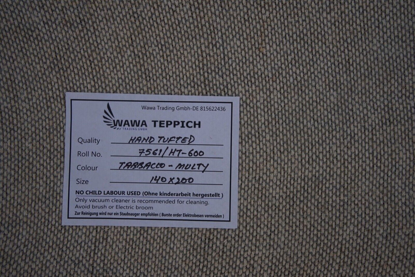 Braun 140X200 cm Teppich 100% Wolle Orientteppich Orange Handgetuftet HT600