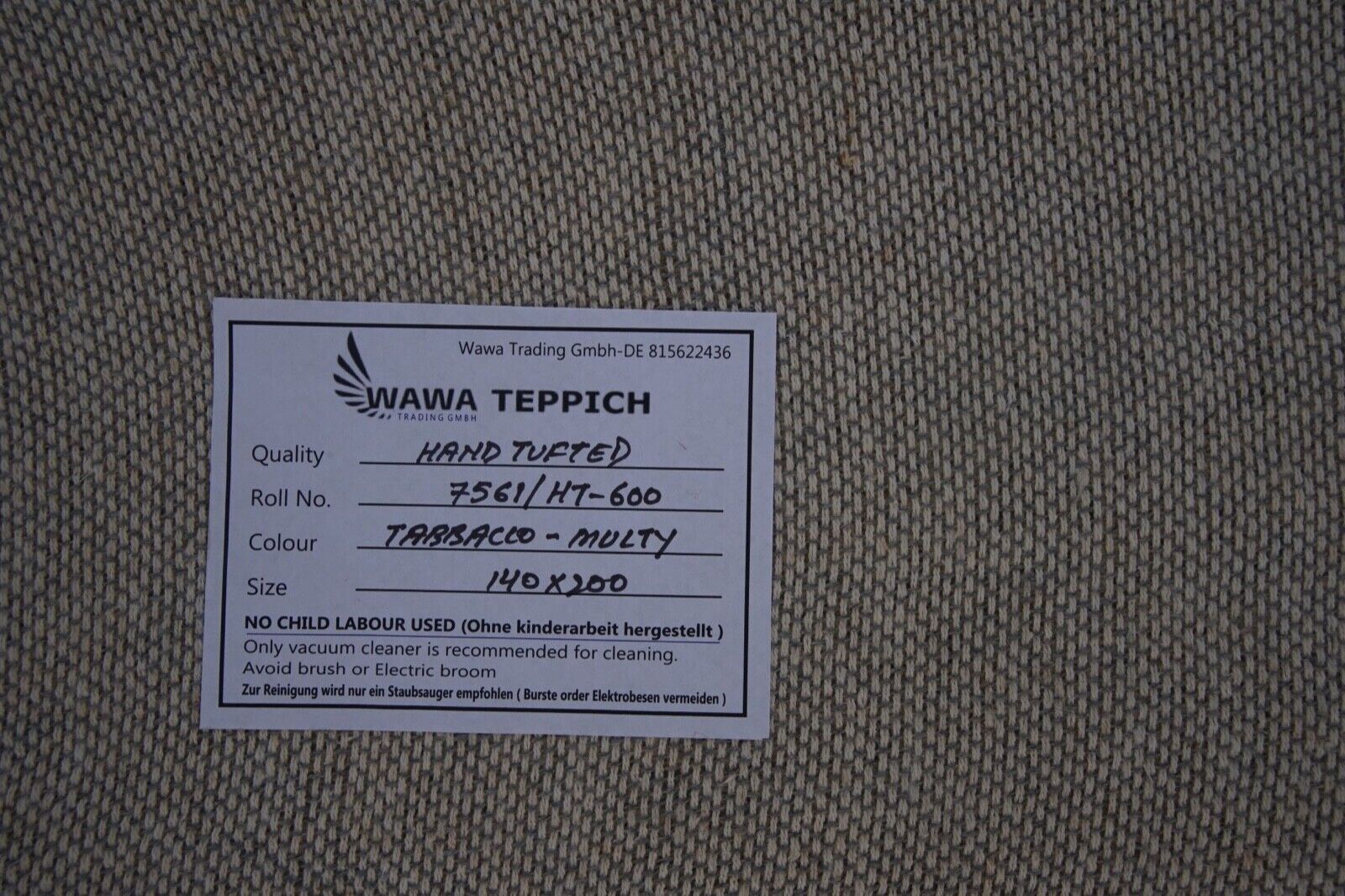 Braun 140X200 cm Teppich 100% Wolle Orientteppich Orange Handgetuftet HT600