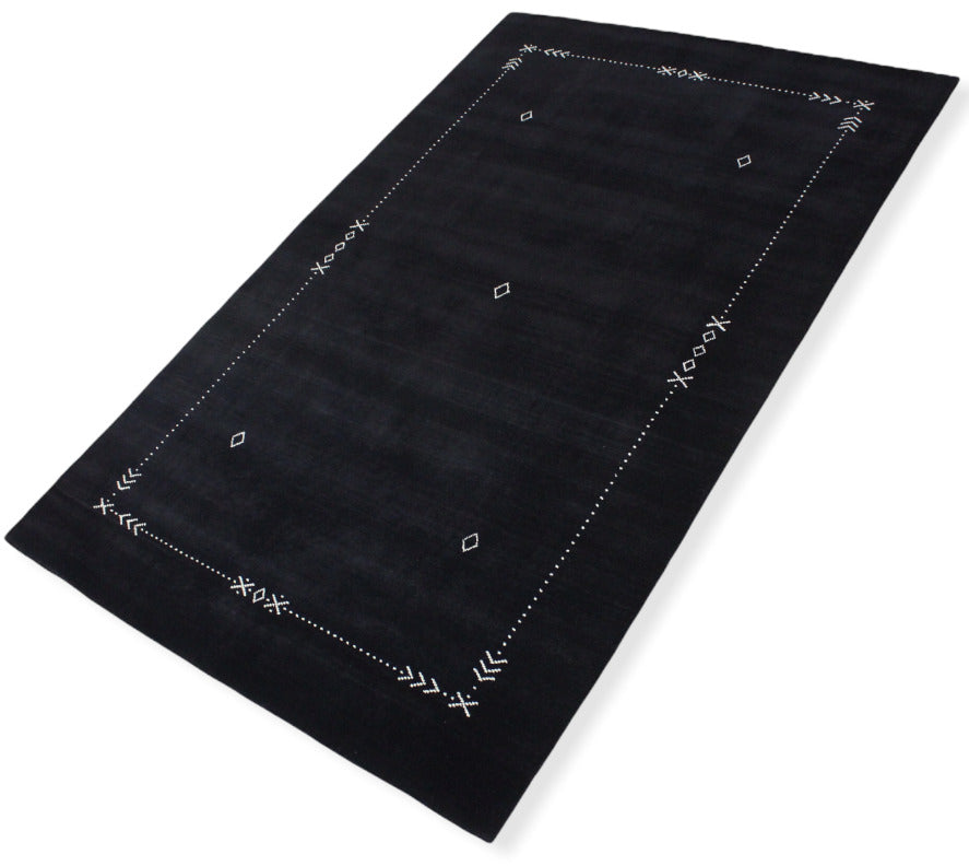 Tappeto Gabbeh Nero 100% Lana Fatto a Mano 200x300 cm Tappeto Orientale 