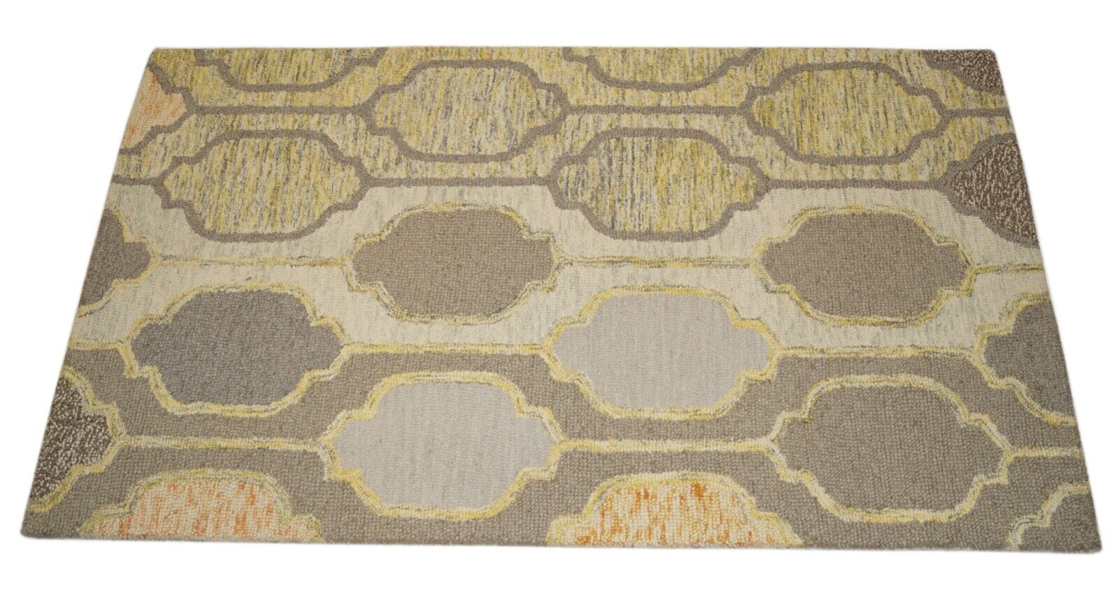 Teppich 100% Wolle 150X240 CM Braun Gelb Handarbeit Handgetuftet Loop MH847