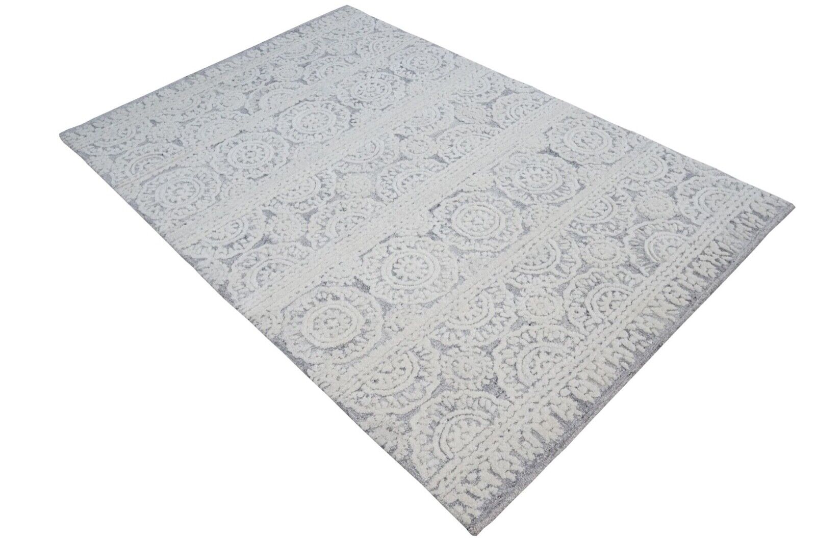 Beige Elfenbein 160X230 cm Teppich 100% Wolle Orientteppich Handgetuftet HT369