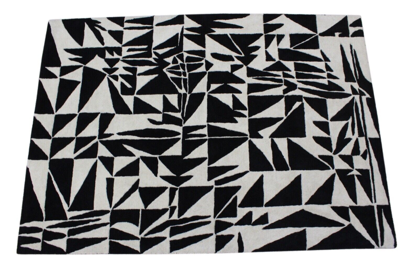 Schwarz Beige 100% Wolle  Teppich 170X240 CM Handarbeit Handgetuftet ME4