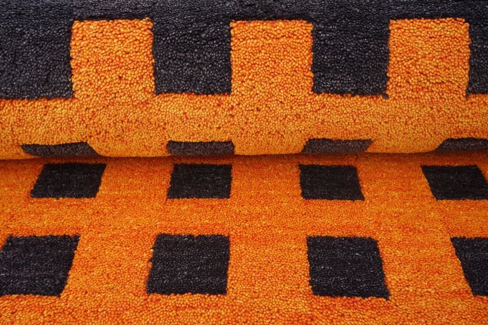 Orange Kohlefarbe 140X200 cm Teppich 100% Wolle Orientteppich Handgetuftet HT624