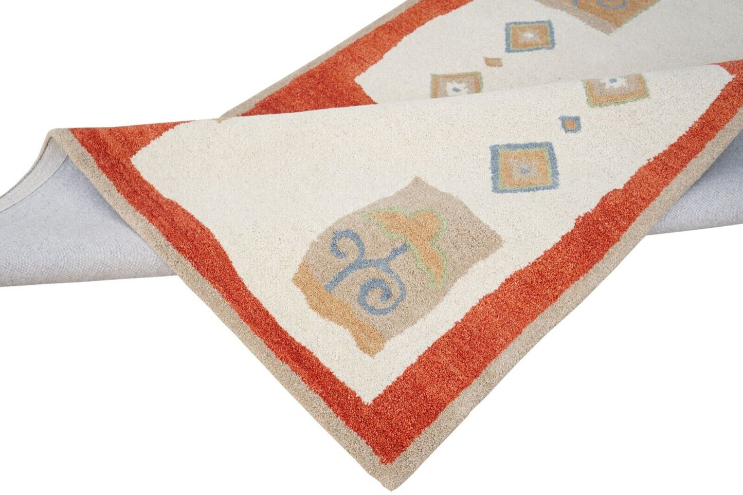 Teppich 100% Wolle Orange Beige 160X230 cm Orientteppich Handgetuftet HT355