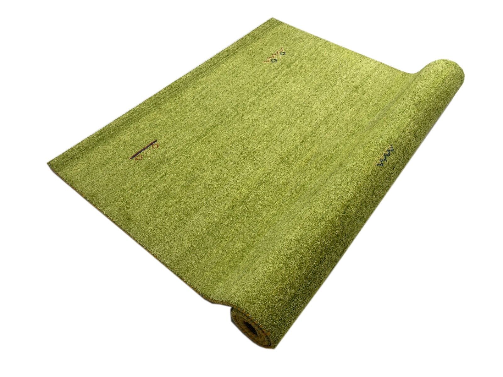 Gabbeh Teppich 100% Wolle Hell Grün Gold Handgeknüpft 170X240 cm WR49