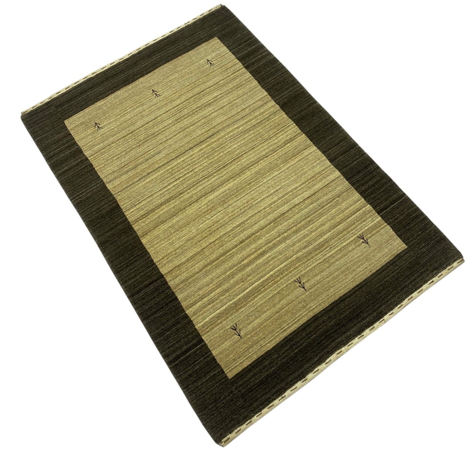 Teppich 100% Wolle Grau Beige Braun Gabbeh lori Handgewebt 125x177 cm S148