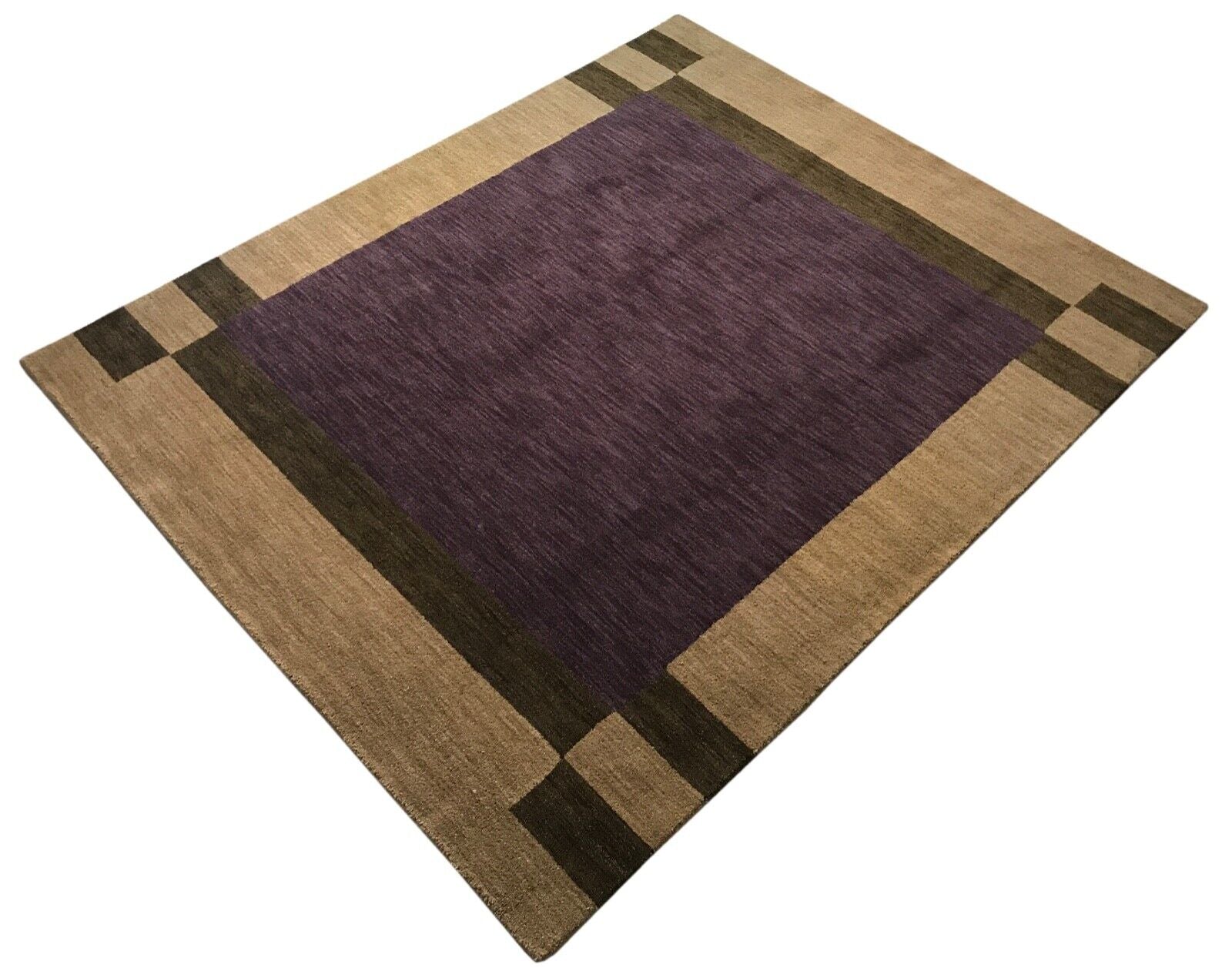 Gabbeh Teppich 100% Wolle 200X250 CM Orientteppich Handgefertigt Loom Lila Beige