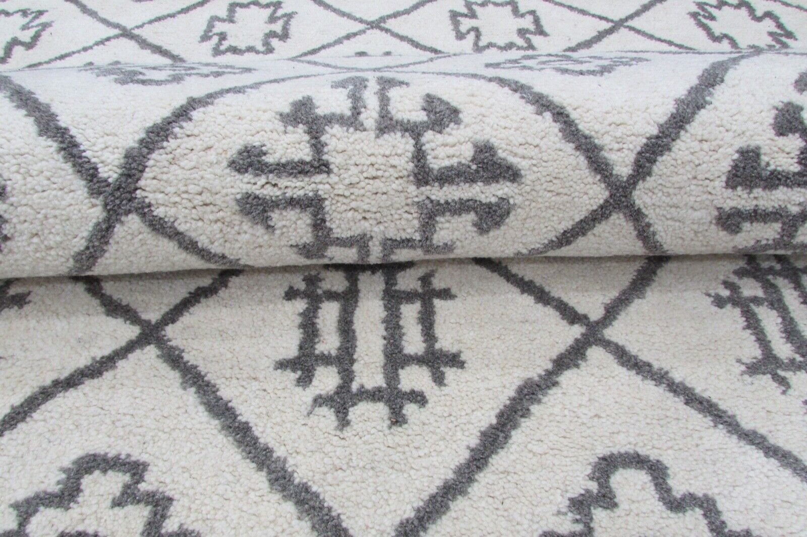 Wohnzimmer marokko Design Handgetuftet Teppich 100% Wolle Beige Grau 160X230 cm