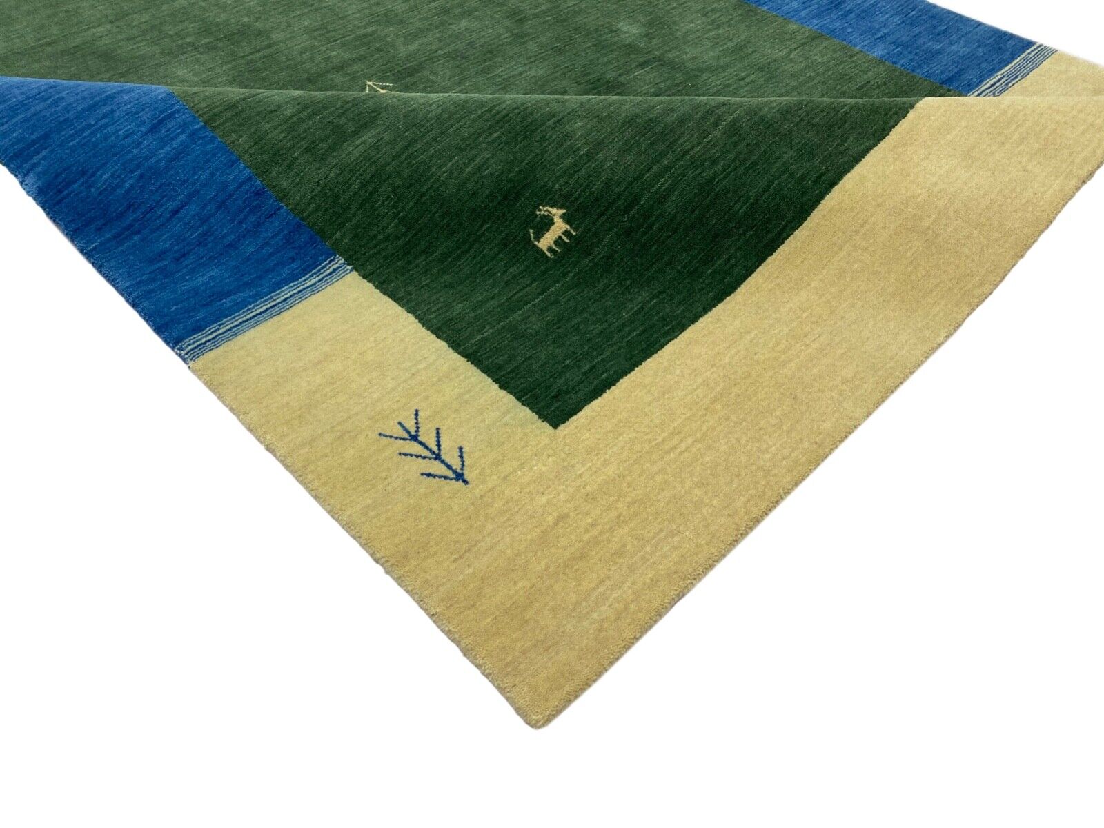 Orientteppich Gabbeh Grün Loom Teppich Handgefertigt 100% Wolle 200X300 CM