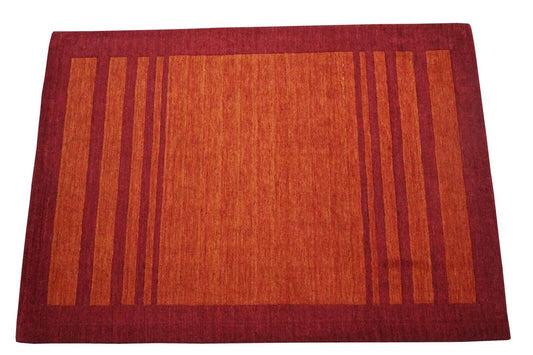 Rot Orange140X200 cm Teppich 100% Wolle Orientteppich Handgetuftet HT578