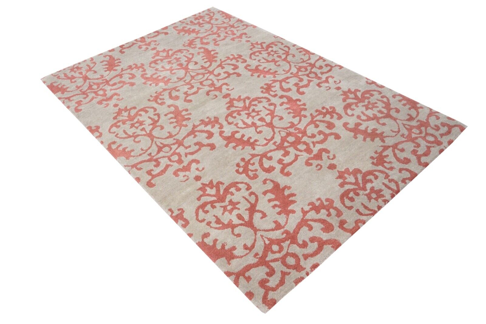 Teppich 100% Wolle Orange Beige 160X230 cm Orientteppich Handgetuftet HT405u