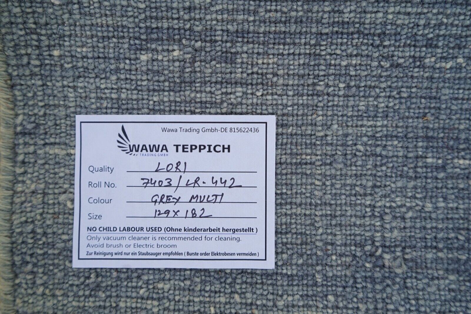 Grau Beige Teppich 120x180 cm 100% Wolle Handgewebt  Lori Buff Lr442