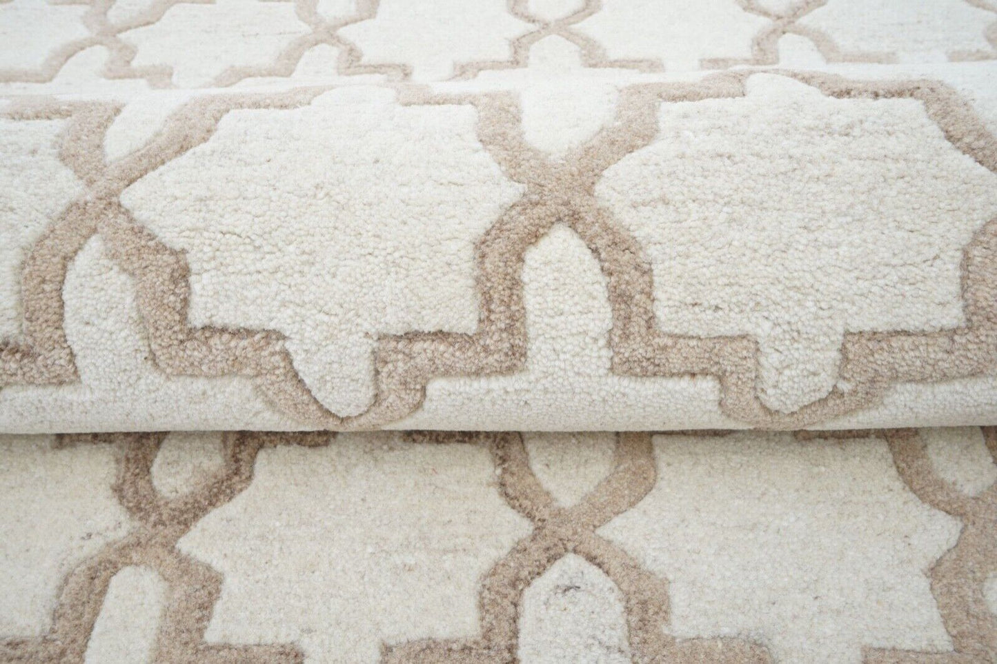 Beige 160X230 cm Teppich 100% Wolle Braun Orientteppich Handgetuftet HT274