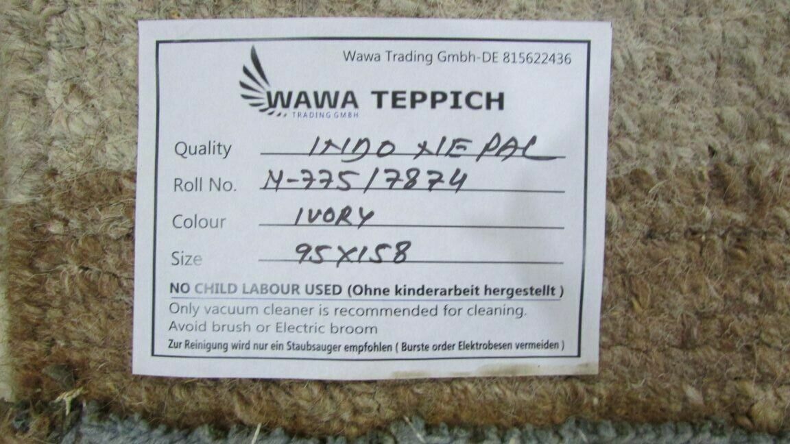 Nepal Teppich Handgeknüpft Beige Braun 90X160 cm Wolle Orientteppich N775