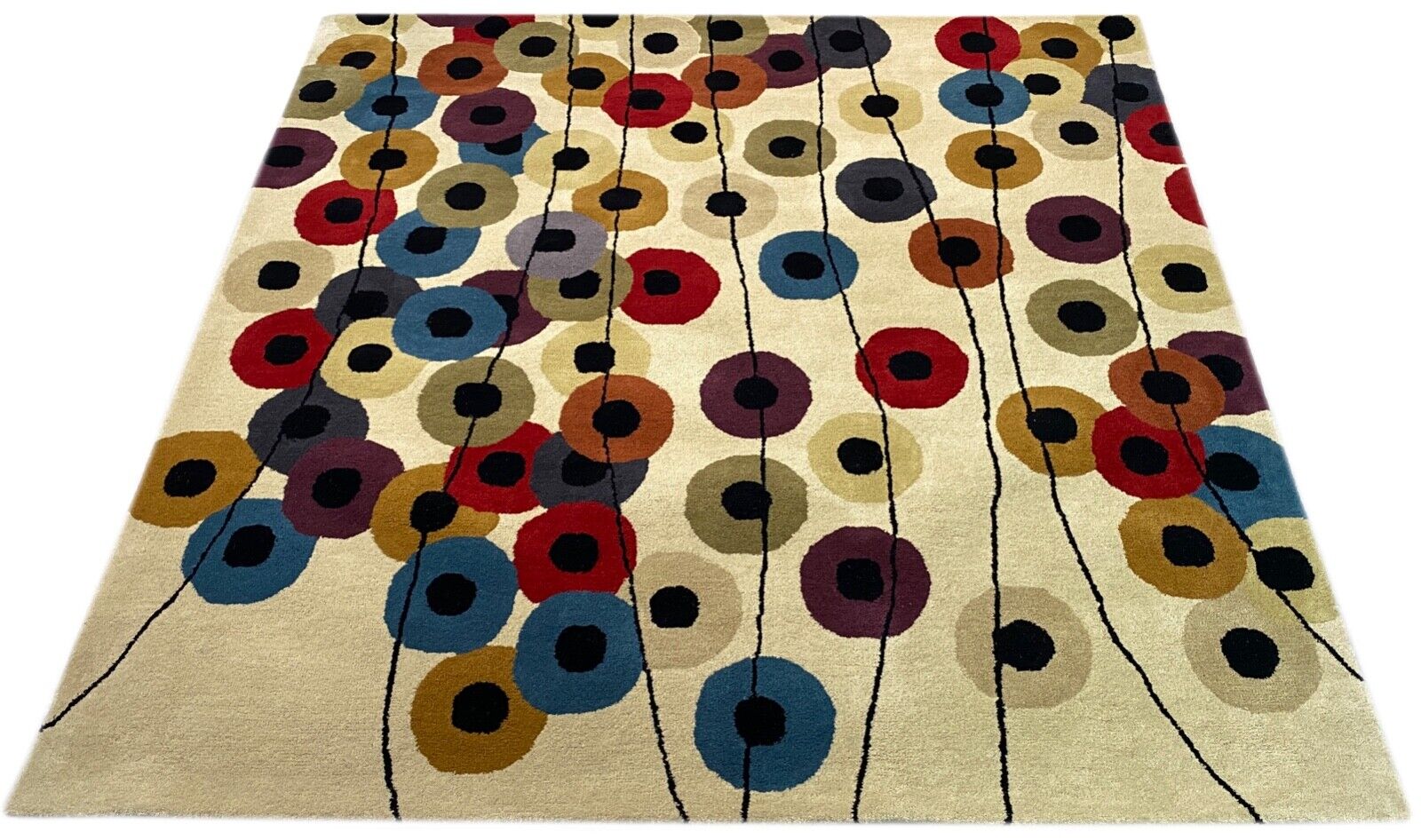 Wohnzimmer Teppich 100% Wolle Beige 200X200 cm Orientteppich Handgewebt CD 1