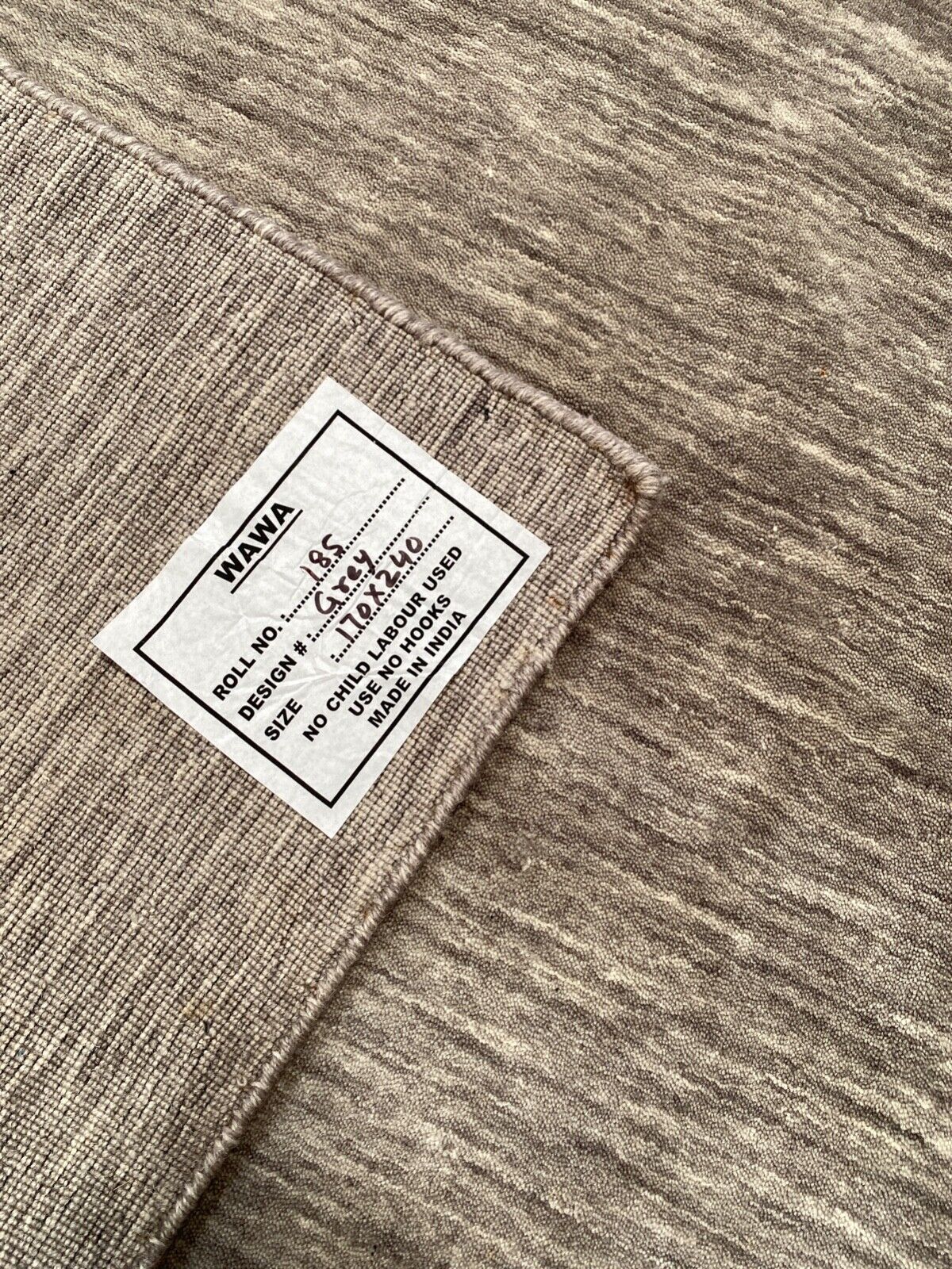 Grau 170x240 cm Orientteppich Handgewebt Gabbeh Teppich 100% Wolle WAWA TEPPICH