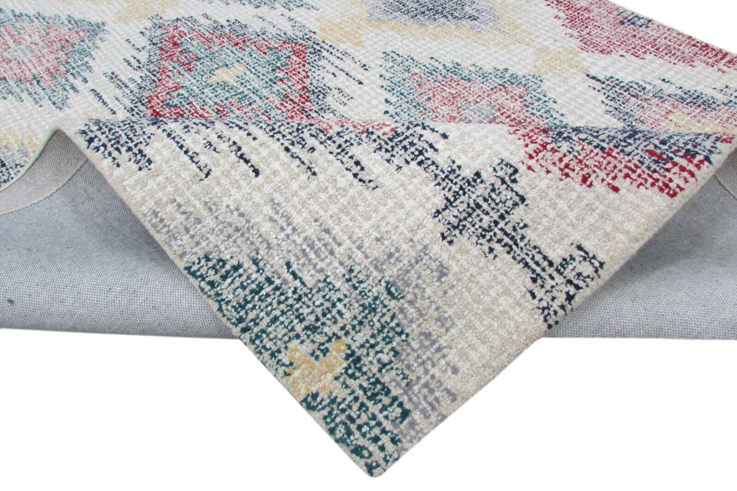 Beige Teppich 100% Wolle 150X240 cm Grau Handarbeit Handgetuftet T806