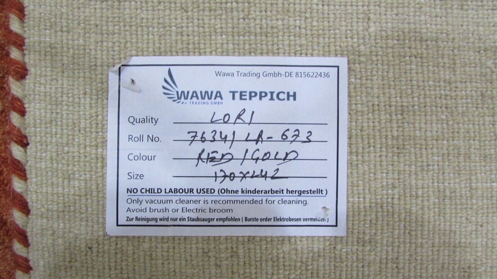 Gabbeh Rug Red Gold Beige 100% Wool 170x240 cm Handwoven Lr673