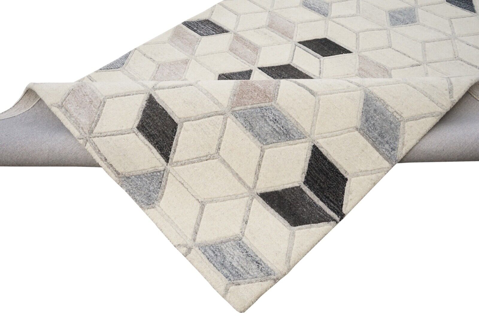 Teppich 100% Wolle Grau Beige 160X230 cm Natürliche Wolle Handgetuftet HT342u