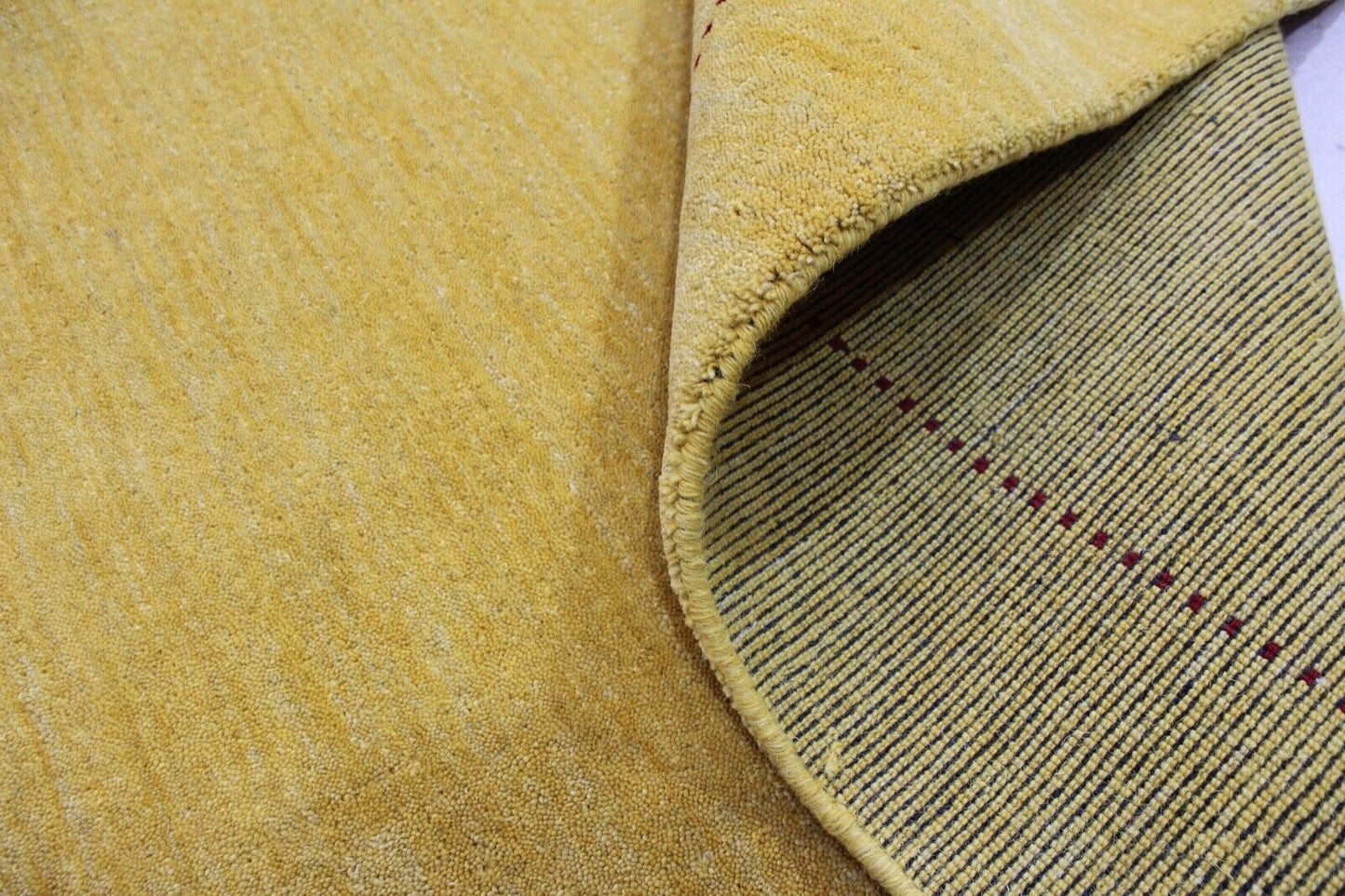 Gold Teppich 200x300 cm Gabbeh 100% Wolle Handgewebt Lori Buff Gelb G630